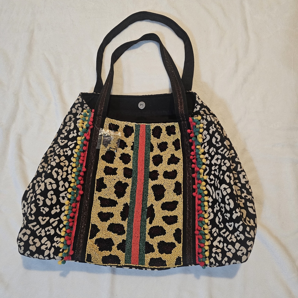 Leopard Print Tote Bag with Vibrant Accents